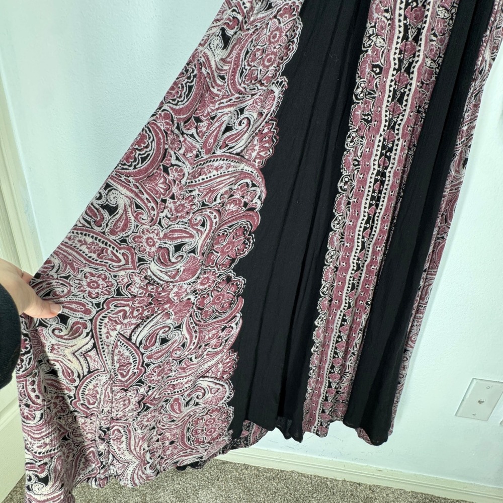 Free People Paisley Maxi Dress Deep V Neck Boho Witchy Flowy Gypsy Whimsigoth - Picture 8 of 10